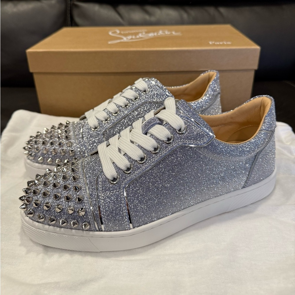 Christian Louboutin Vieira Spikes Glitter Sneakers